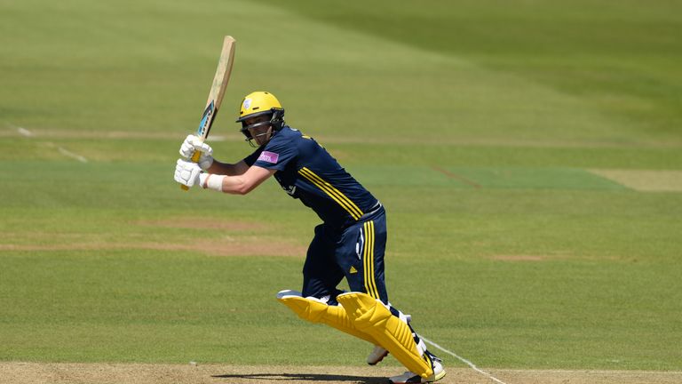 Sam Northeast of Hampshire hits out during the Royal London One-Day Cup Semi-Final match between Hampshire and Yorkshire Vikings at the Ageas Bowl on June 18, 2018 in Southampton, England. (Photo by Philip Brown/Getty Images)
