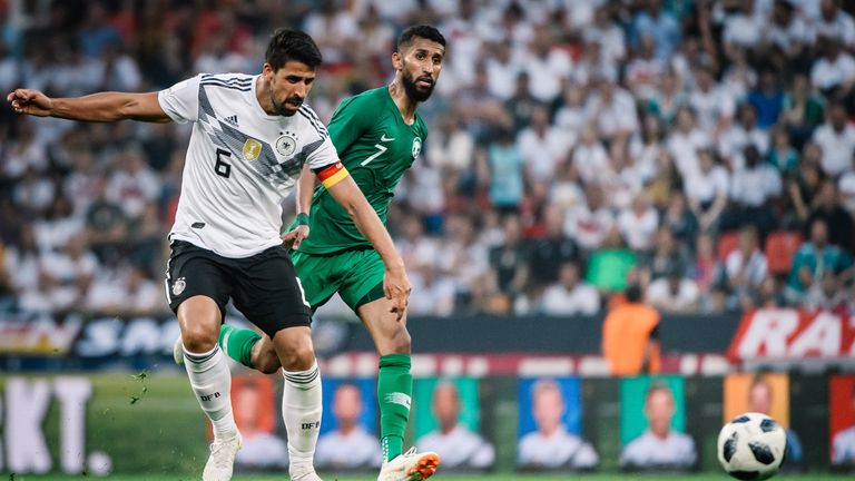 LEVERKUSEN, GERMANY - JUNE 08: (EDITORS NOTE: Image has been processed using a digital filter) Sami Khedira of Germany in action during the international friendly match between Germany and Saudi Arabia at BayArena on June 8, 2018 in Leverkusen, Germany. (Photo by Alexander Scheuber/Bongarts/Getty Images)