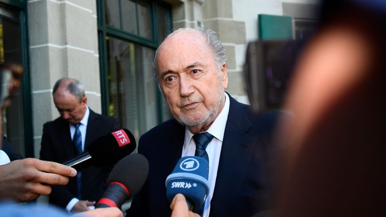 Sepp Blatter talks to the media following the investigation into corruption within FIFA