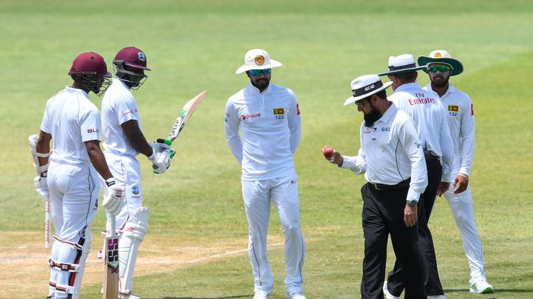 Sri Lanka refused to come out for the start of day three of the second Test against Windies after a dispute with the umpires over a change of ball