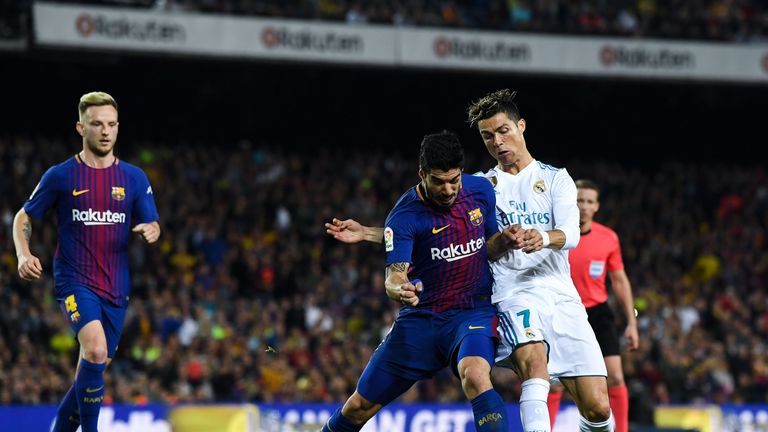 during the La Liga match between Barcelona and Real Madrid at Camp Nou on May 6, 2018 in Barcelona, .