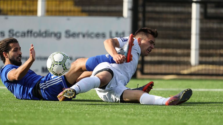 Action during the CONIFA World Football Cup 2018 match between Szekely Land and Western Armenia at Bromley on June 5, 2018 in London, England. (Photo by Con Chronis/CONIFA)