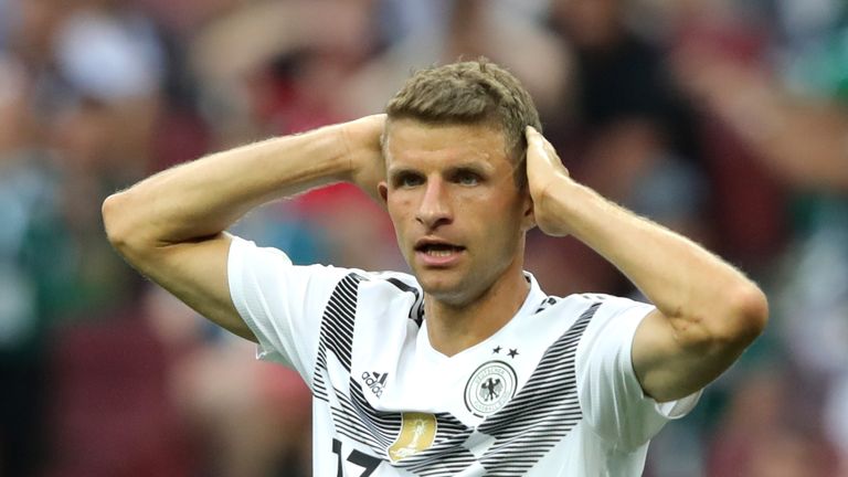 Thomas Mueller during the 2018 FIFA World Cup Russia group F match between Germany and Mexico at Luzhniki Stadium