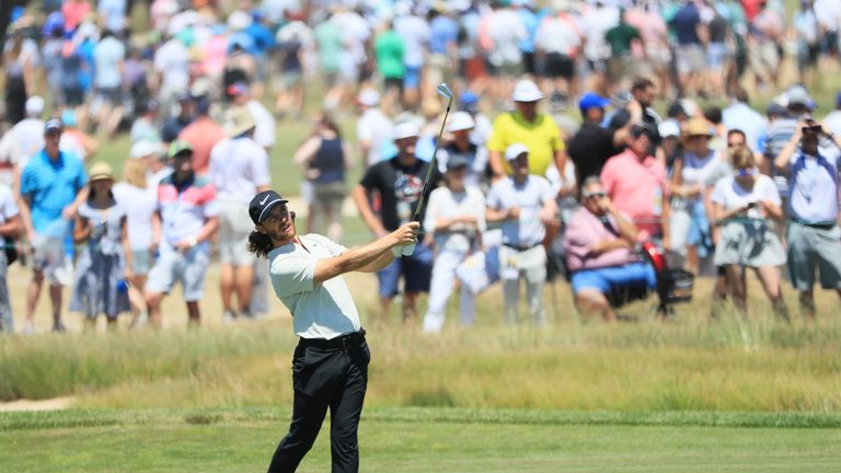 during the final round of the 2018 U.S. Open at Shinnecock Hills Golf Club on June 17, 2018 in Southampton, New York.