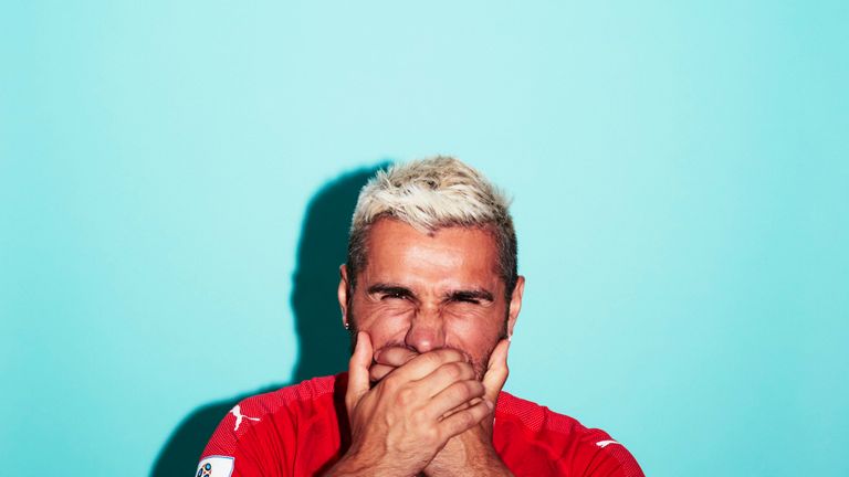 Valon Behrami of Switzerland poses for a portrait during the official FIFA World Cup 2018 portrait session