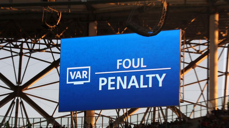 VAR during the 2018 FIFA World Cup Russia group D match between Nigeria and Iceland at Volgograd Arena on June 22, 2018 in Volgograd, Russia.