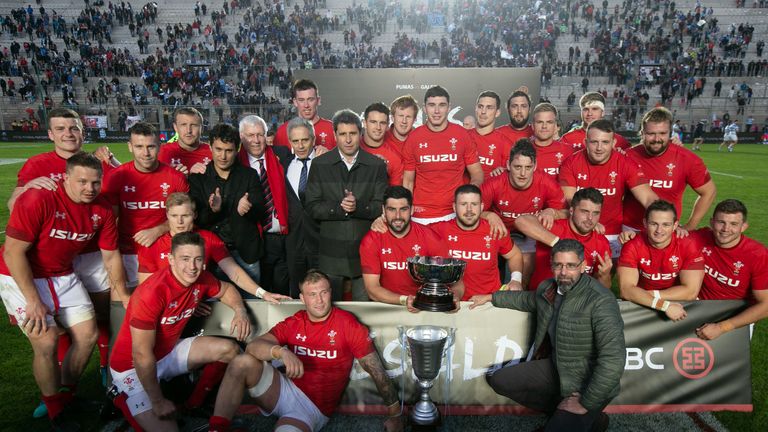 The Wales team after their victory over Argentina on June 9