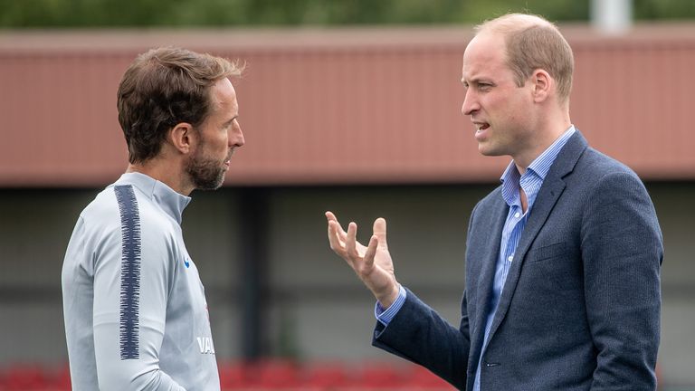 Prince William was welcomed by England manager Gareth Southgate