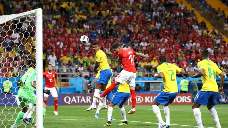 Brazil players believed Miranda was pushed in the build-up to Switzerland's equaliser