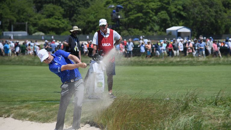 during the third round of the 2018 U.S. Open at Shinnecock Hills Golf Club on June 16, 2018 in Southampton, New York.