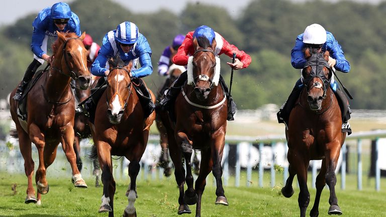 D'Bai ridden by William Buick (right) wins The Betway John Of Gaunt Stakes during Betway Sparkling Saturday at Haydock Racecourse, Merseyside PRESS ASSOCIATION Photo. Picture date: Saturday June 9, 2018. See PA story RACING Haydock. Photo credit should read: Martin Rickett/PA Wire.