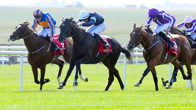 Latrobe (centre) lands the Irish Derby