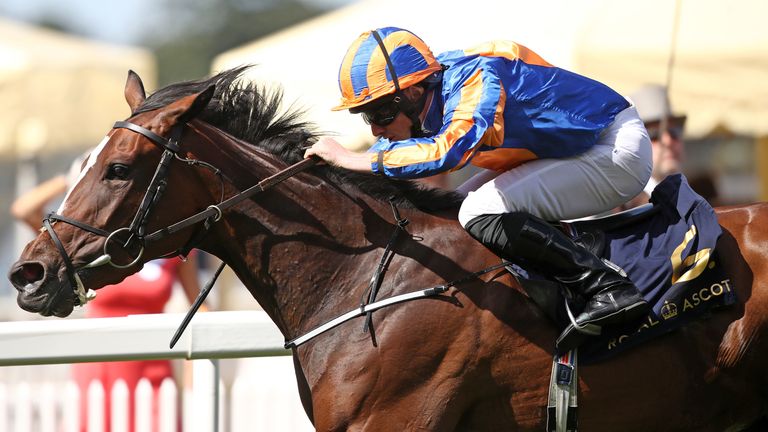 Magic Wand, ridden by Ryan Moore, wins the Ribblesdale Stakes 