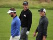 Padraig Harrington (left) shares a joke with Francesco Molinari (right)