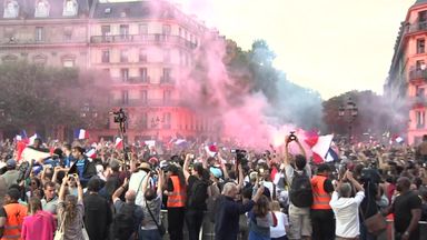 France fans celebrate in Paris