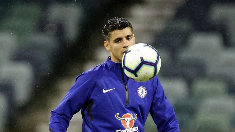 Alvaro Morata trains at the WACA