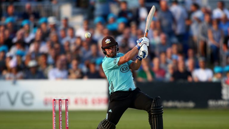  during the Vitality Blast match between Sussex Sharks and Surrey at The 1st Central County Ground on July 13, 2018 in Hove, England.