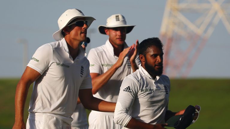 Alastair Cook and Adil Rashid, England