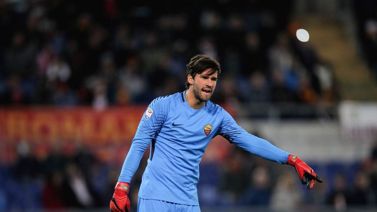 Roma goalkeeper Alisson during the Serie A match against Bologna at Stadio Olimpico on October 28, 2017