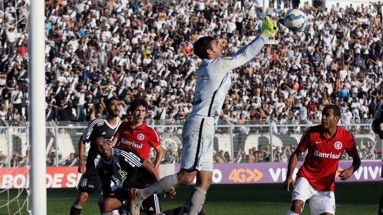 Alisson in action for Internacional against Ponte Preta in the Brazilian Series A 2015 at Moises Lucarelli Stadium on July 26, 2015 in Campinas, Brazil.