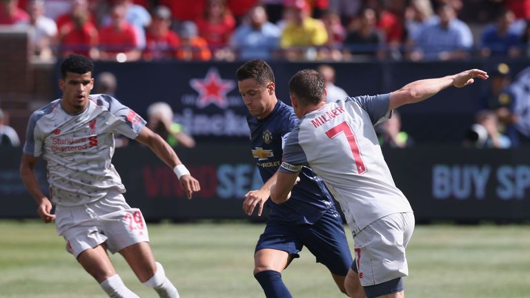 Ander Herrera and James Milner battle for possession