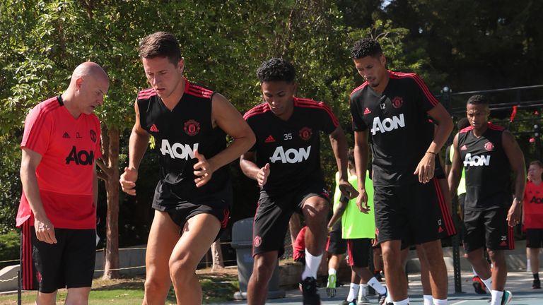 Manchester United squad hold first training session in Los Angeles