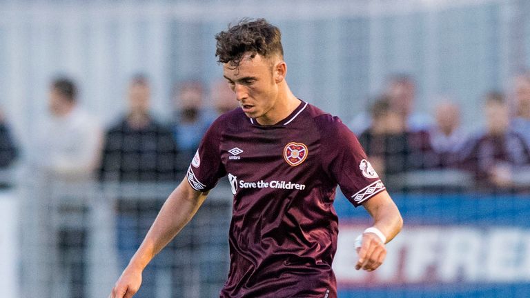 Andrew Irving in action for Hearts against Cove Rangers