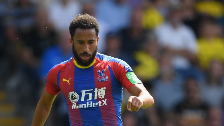 Andros Townsend wears Crystal Palace&#39;s new home kit in a pre-season friendly against Oxford United