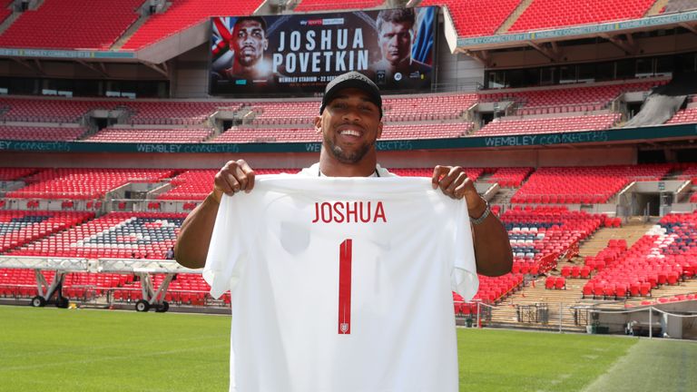 Anthony Joshua at Wembley Stadium following the World Cup in Russia.