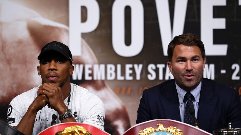 Anthony Joshua and Alexander Povetkin Press Conference at Wembley Stadium on July 18, 2018 in London, England.