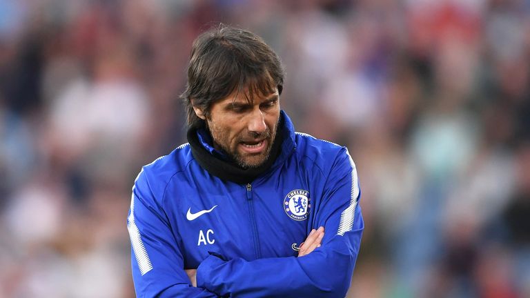 Antonio Conte during the Premier League match between Burnley and Chelsea at Turf Moor on April 19, 2018