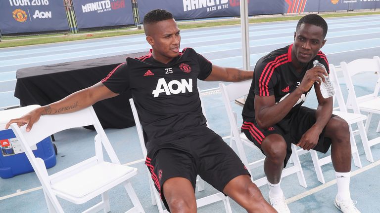 Antonio Valencia and Eric Bailly during a first team training session at UCLA as part of Manchester United's pre-season tour of the USA