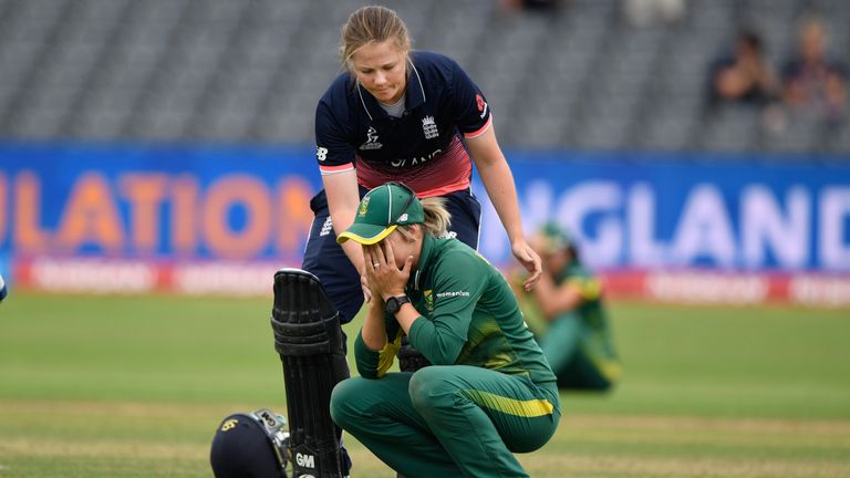 during the ICC Women's World Cup 2017 Semi-Final at The County Ground on July 18, 2017 in Bristol, England.