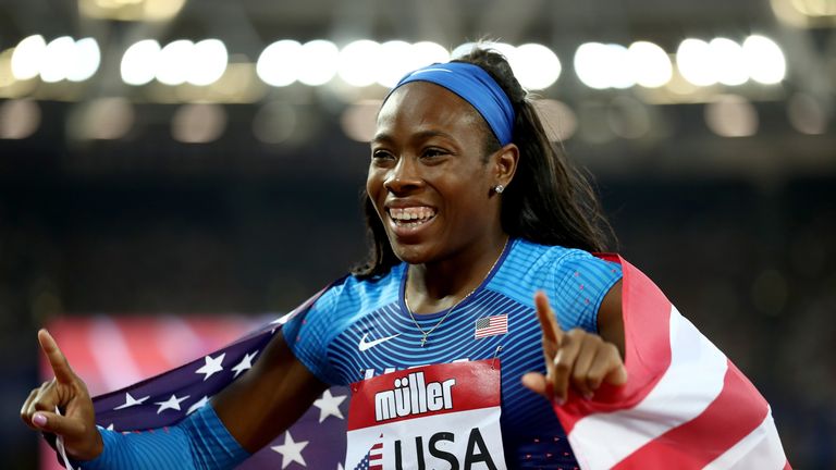 Ashley Henderson was one of a host of winners for the US on day one of the Athletics World Cup