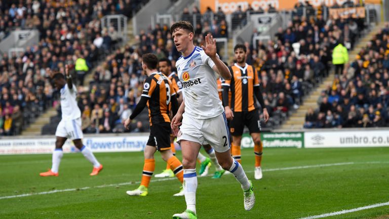 during the Premier League match between XXX and XXX at KCOM Stadium on May 6, 2017 in Hull, England.