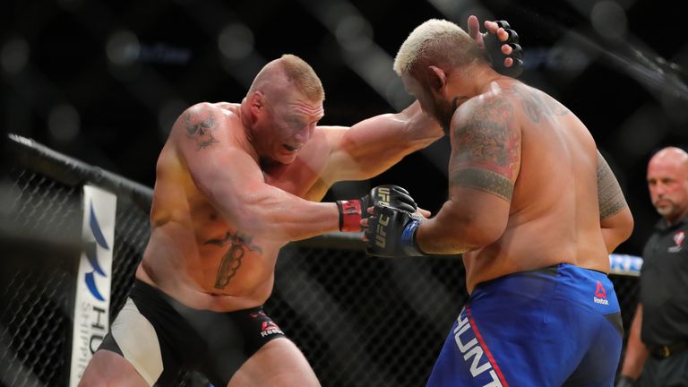 Brock Lesnar defeated Mark Hunt at UFC 200 in his last appearance in the octagon