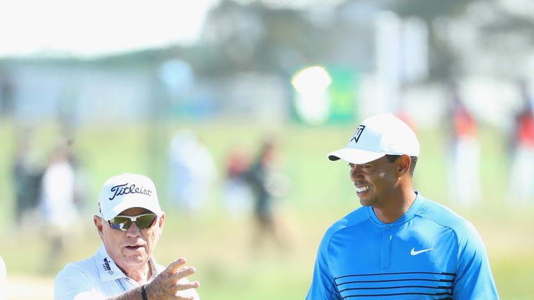 during a practice round prior to the 2018 U.S. Open at Shinnecock Hills Golf Club on June 12, 2018 in Southampton, New York.