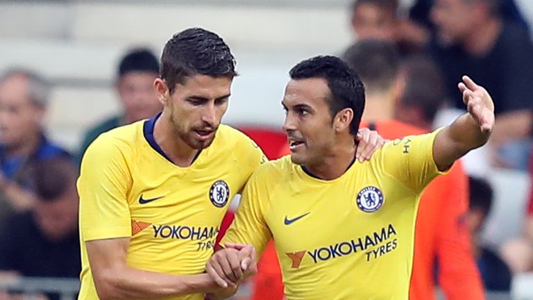 Pedro celebrates his goal against Inter Milan