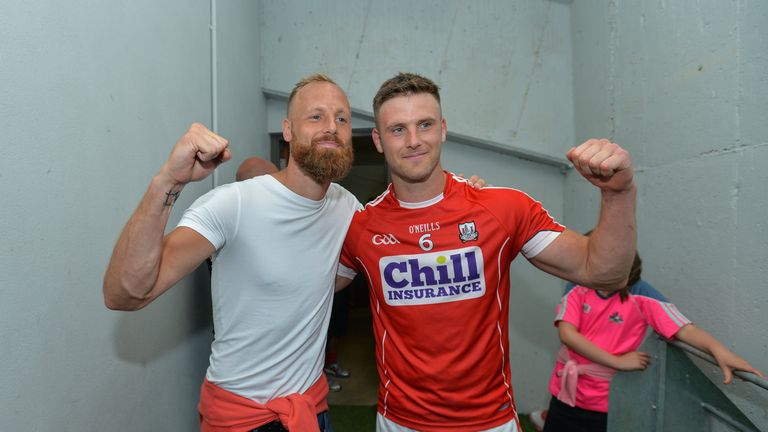 David Meyler celebrates with Eoin Cadogan following Cork's Munster final win over Clare