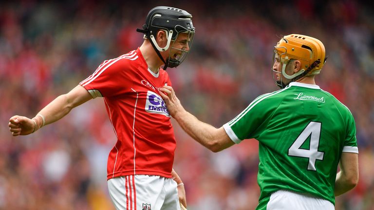 Darragh Fitzgibbon of Cork celebrates scoring a second half point
