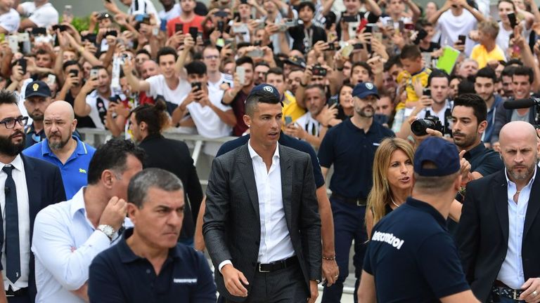 Cristiano Ronaldo arrives in Turin ahead of completing his move to Juventus