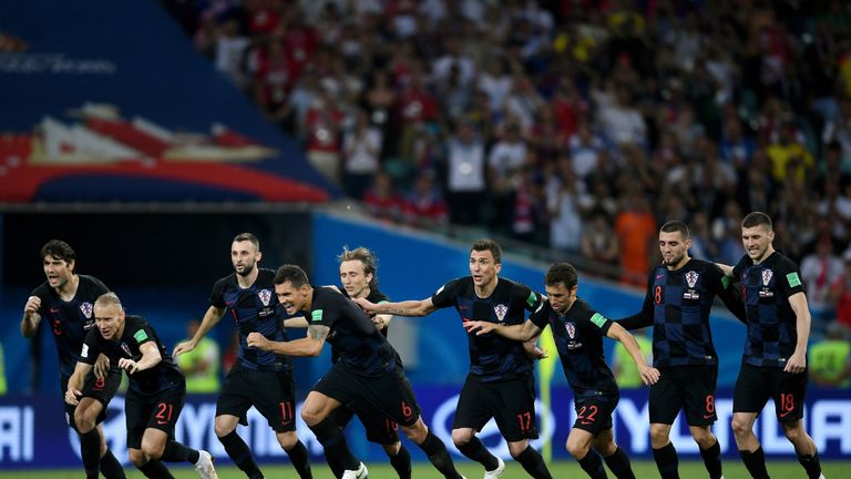 Croatia celebrate beating Russia on penalties in World Cup quarter-final