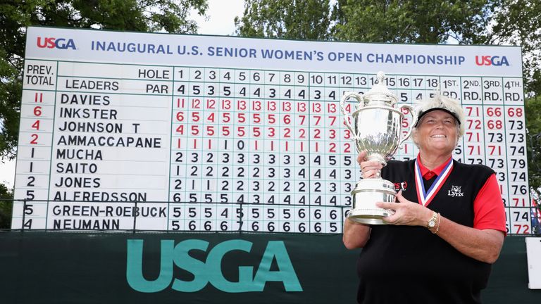 Dame Laura Davies during the final round of the U.S. Senior Women's Open at Chicago Golf Club on July 15, 2018 in Wheaton, Illinois.