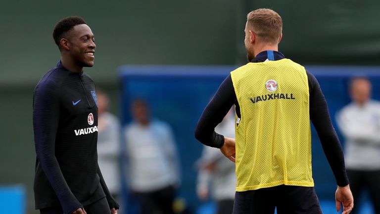 Danny Welbeck during an England training session