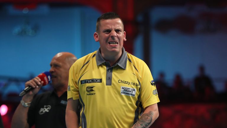 BET VICTOR WORLD MATCHPLAY 2018.WINTER GARDENS,.BLACKPOOL.PIC;LAWRENCE LUSTIG.ROUND1.DAVE CHISNALL V KEEGAN BROWN.DAVE CHISNALL IN ACTION