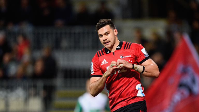 during the round 18 Super Rugby match between the Crusaders and the Highlanders at AMI Stadium on July 6, 2018 in Christchurch, New Zealand.