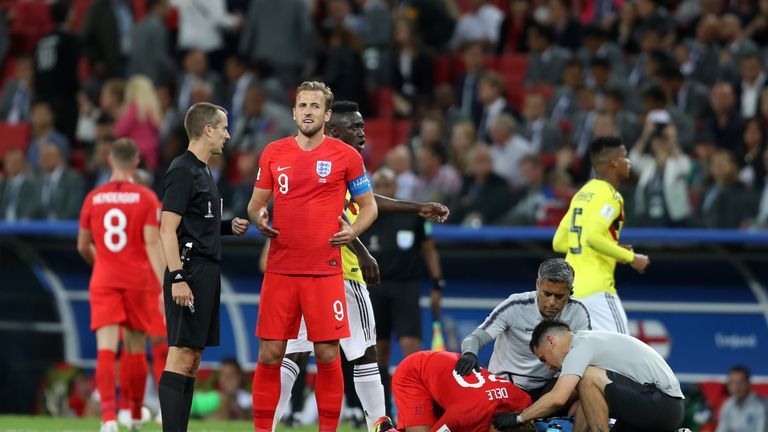 during the 2018 FIFA World Cup Russia Round of 16 match between Colombia and England at Spartak Stadium on July 3, 2018 in Moscow, Russia.