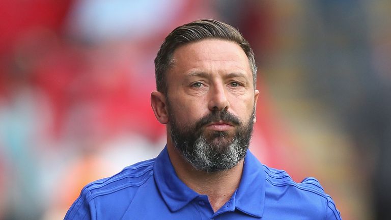 Derek McInnes during the UEFA Europa League Second Qualifying Round 1st Leg match between Aberdeen and Burnley at Pittodrie Stadium on July 26, 2018 in Aberdeen, Scotland.