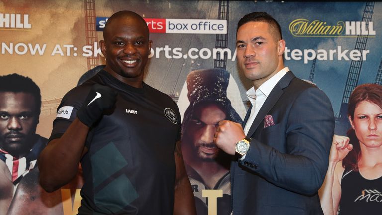 WHYTE-PARKER PROMOTIOM.FINAL PRESS CONFERENCE,.RIVERSIDE HOTEL.CANARY WHARF,.LONDON.PIC;LAWRENCE LUSTIG.DILLIAN WHYTE  AND JOSEPH PARKER COME FACE TO FACE AHEAD OF THEIR FIGHT ON EDDIE HEARNS MATCHROOM PROMOTION AT LONDONS O2 AREANA ON SATURDAY (28th July).