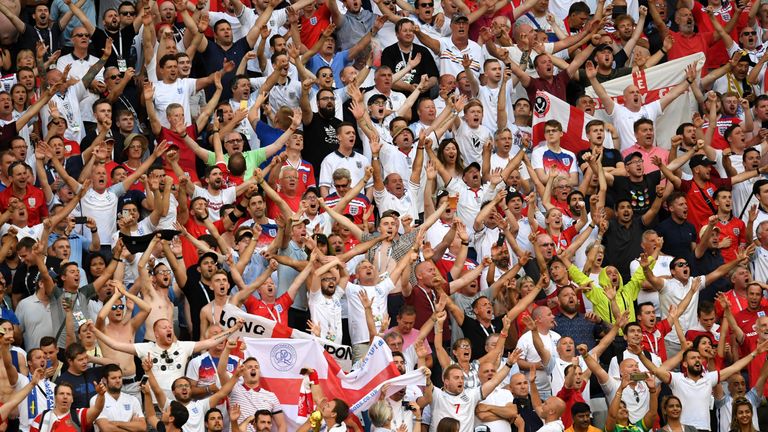 England fans show their support against Sweden at Samara Arena